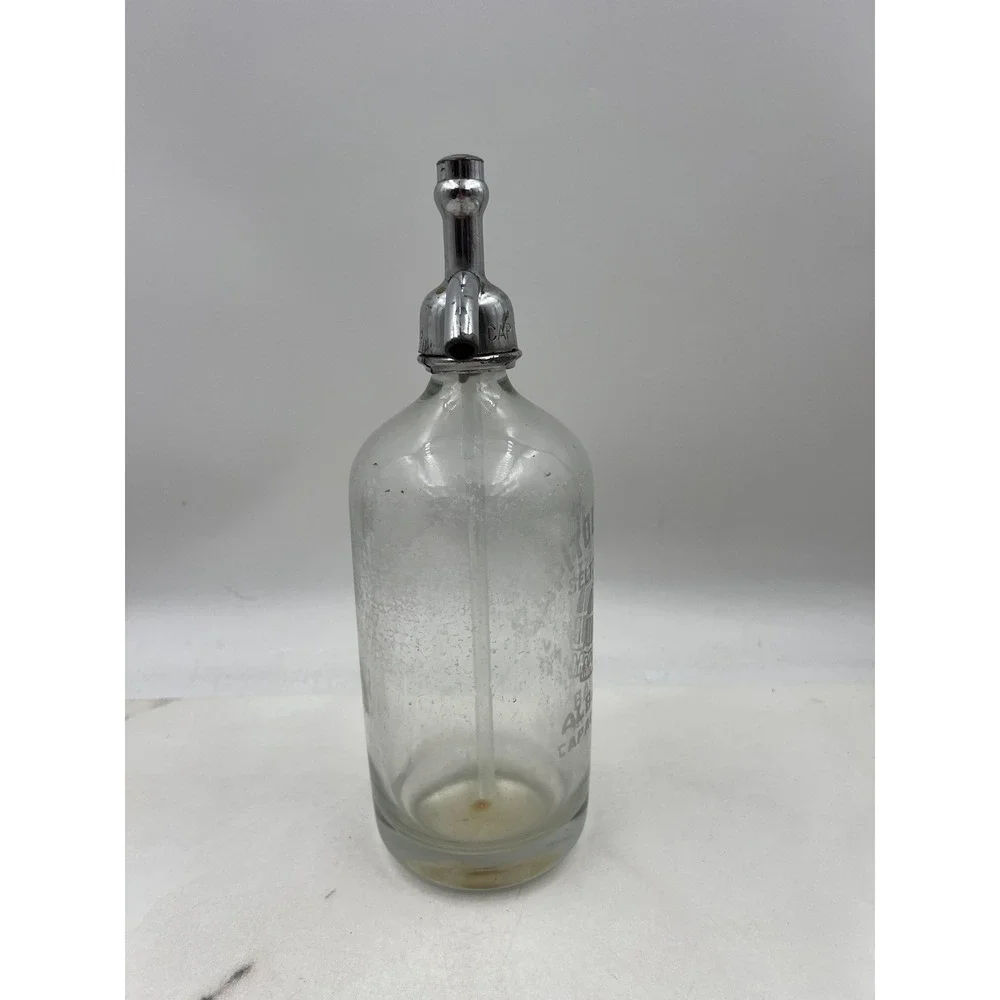 VTG Capitol District Seltzer Bottle Clear Glass Albany New York Large Dome 1920s